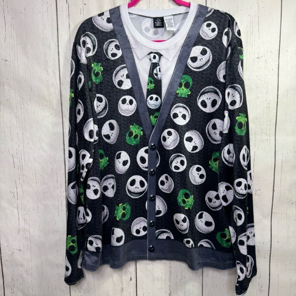 Disney Nightmare Before Christmas Jack Skellington Pajama Top Size L Halloween